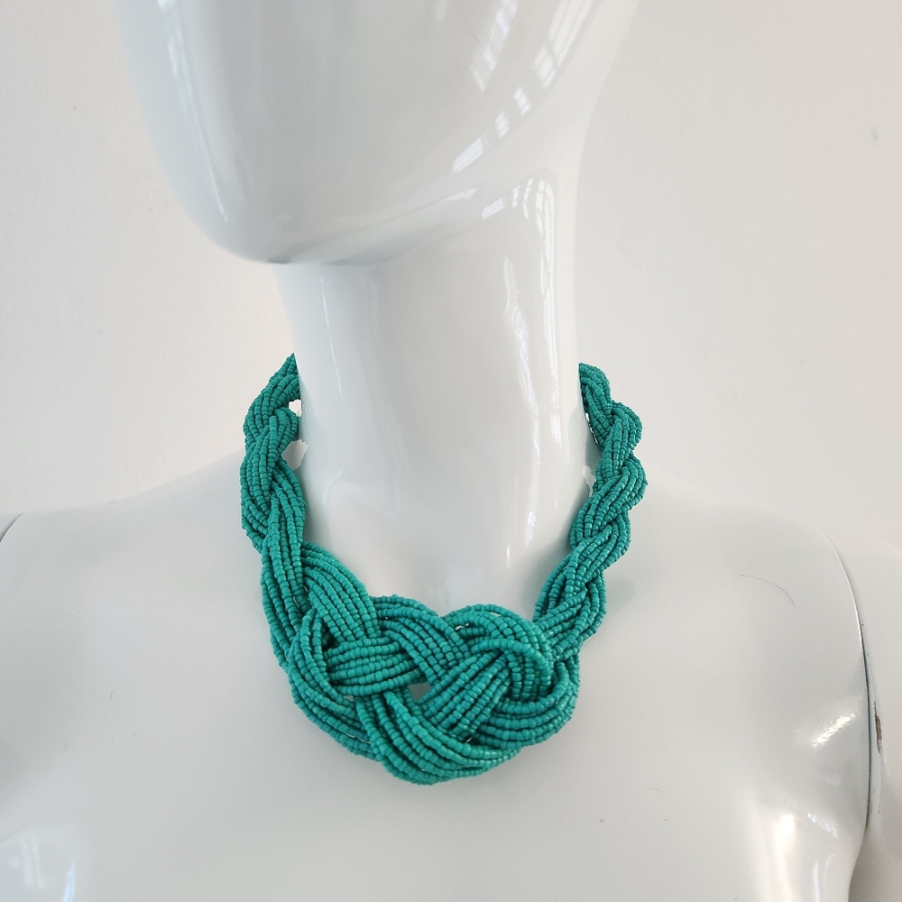 Paparazzi Turquoise Beaded Necklace & Earring Set Statement Style - Picture 4 of 9